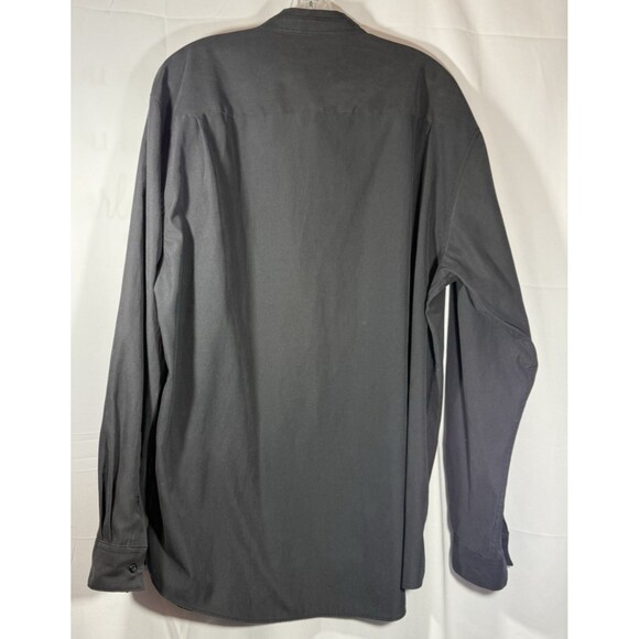 Alfani Black Sueded Long Sleeve Collarless Button Up Shirt Size XL - Picture 6 of 9